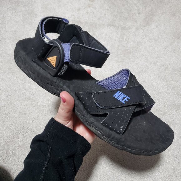 NIKE AIR ACG Vintage Deschutz Sport Hiking Sandals Adjustable Black Purple Men 9 - Picture 1 of 11